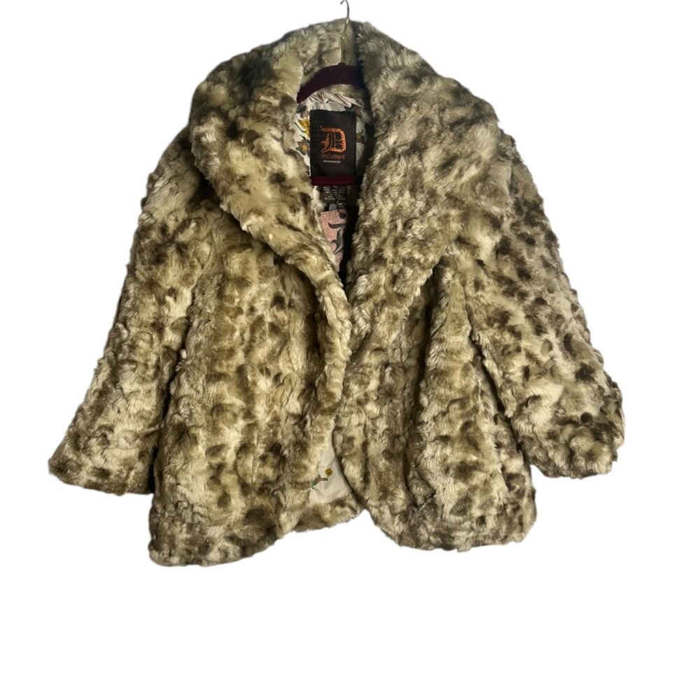 Dollhouse Womens Faux Fur Coat Large Leopard Print Outerwear new with tags $110 - Picture 1 of 5